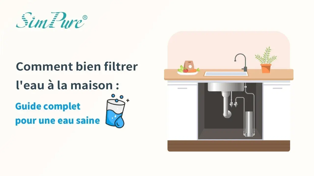 Illustration d'une installation filtre à eau maison sous un évier de cuisine. Guide pour une eau saine.