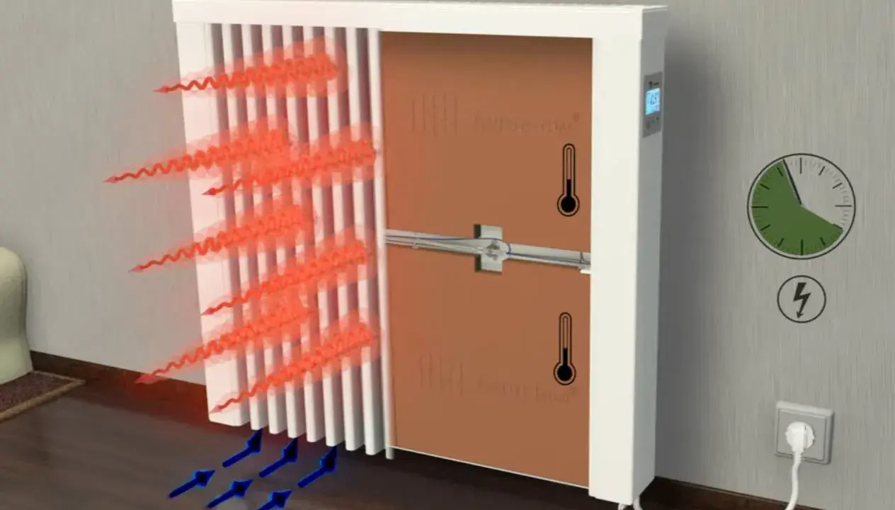 Illustration d'un radiateur diffusant de la chaleur. Pour 50m2, combien de radiateur faut-il ? L'image montre le fonctionnement d'un radiateur.
