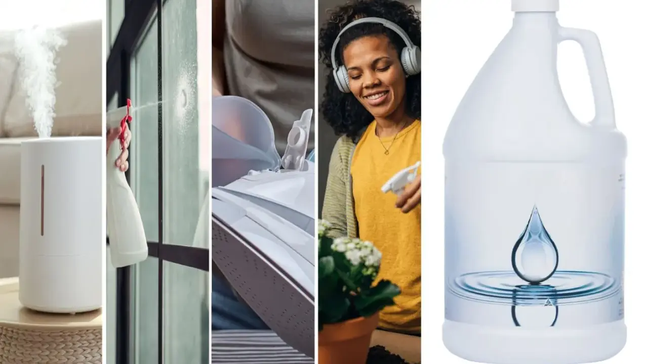 Humidificateur, nettoyage de vitres, repassage et arrosage de plantes : tous ces usages bénéficient de l'eau déminéralisée pour un résultat optimal.
