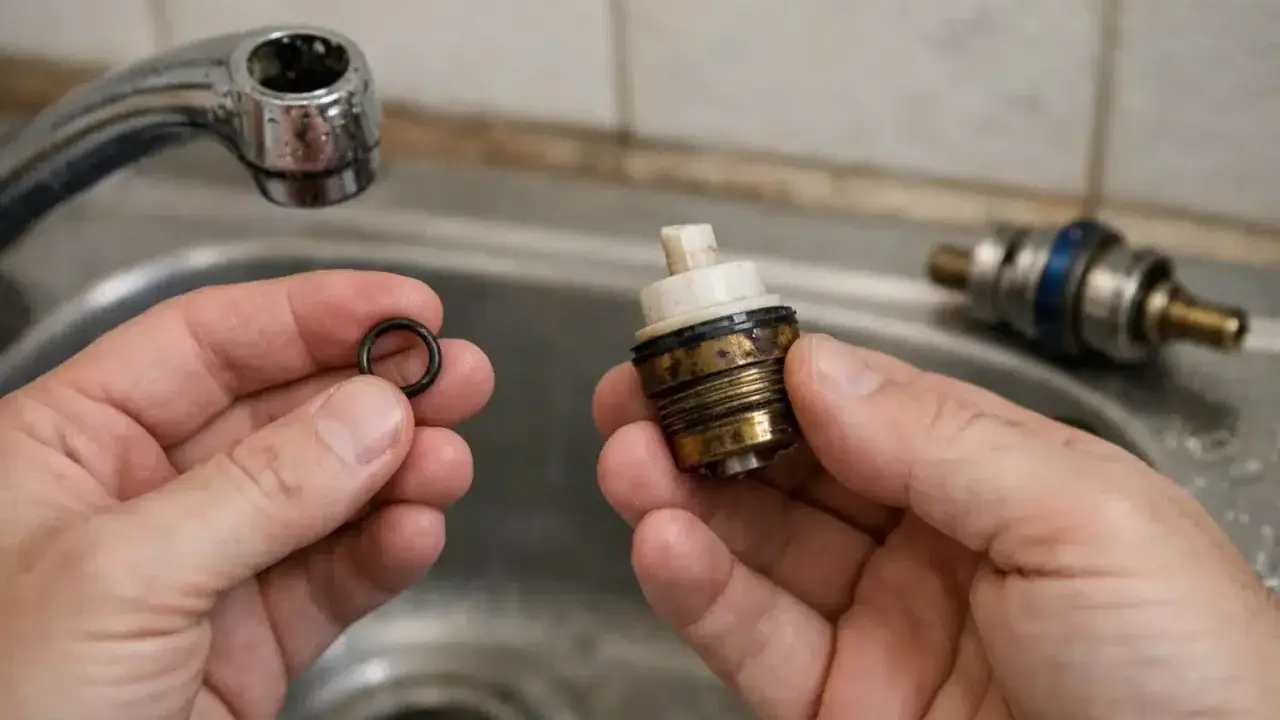 Maintenant, je vais remplacer le joint pour mitigeur usé. La pièce détachée est prête.