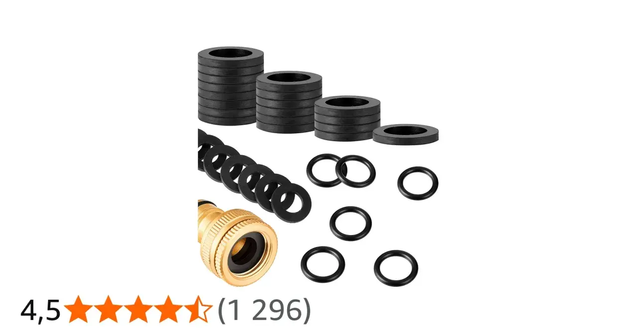 Ensemble de rondelles noires et d'un adaptateur de tuyau en laiton, idéal pour assurer une parfaite portée de joint.