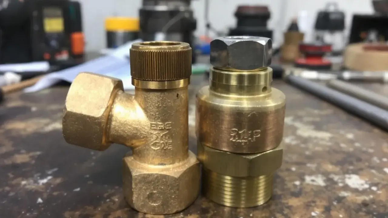 Deux raccords en laiton, l'un avec une tête moletée, l'autre avec un écrou hexagonal. Parfait pour un tuyau de 12 mm.