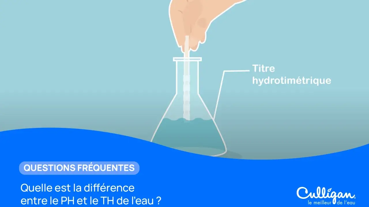 Analyse de la dureté de l'eau par ville : un test hydrotimétrique est effectué dans un erlenmeyer.