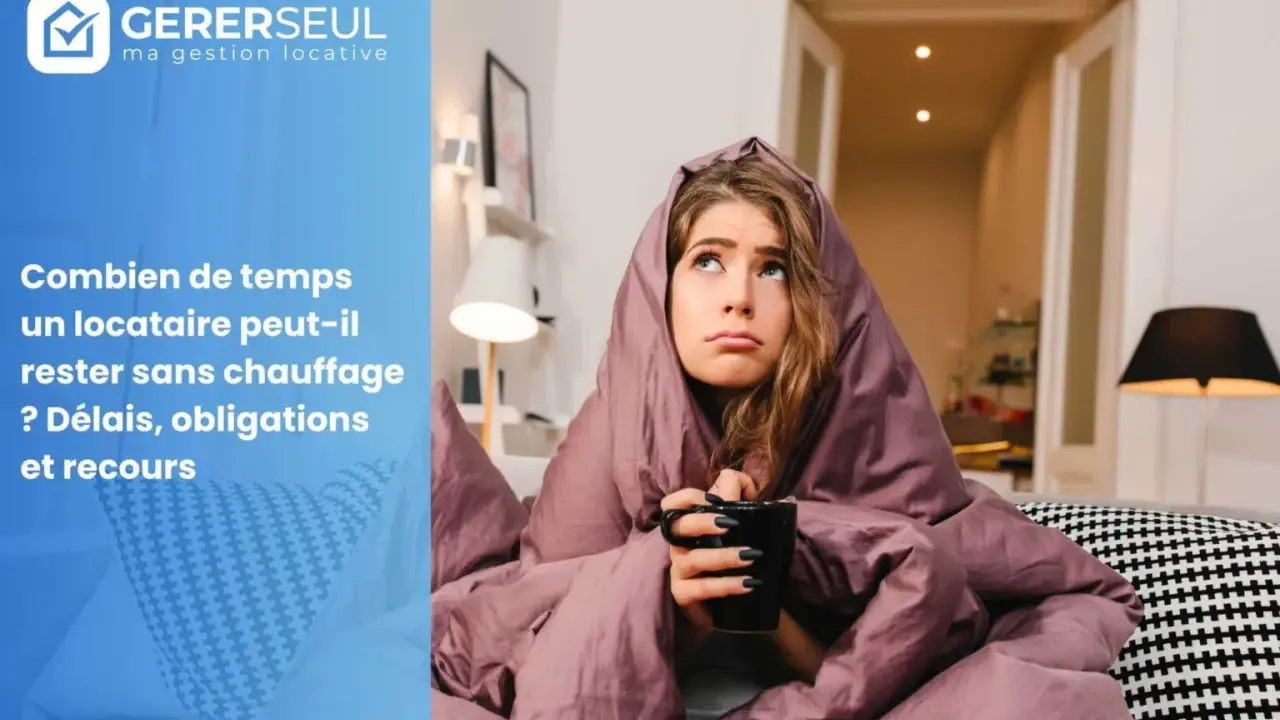Locataire frigorifié sous une couverture, tasse à la main. Le chauffage d'un appartement en location est essentiel.