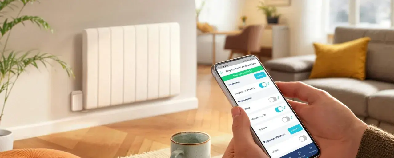 Contrôlez votre radiateur avec l'application mobile. Le **Voltalis fil pilote** vous permet de gérer les programmes et modes de chauffage à distance.