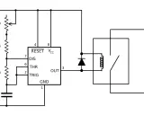 Schéma d'un variateur de puissance pour résistance chauffante utilisant un circuit intégré, un condensateur, des résistances et un relais.