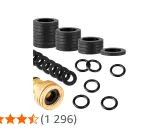 Ensemble de rondelles noires et d'un adaptateur de tuyau en laiton, idéal pour assurer une parfaite portée de joint.