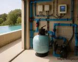 Le plan local technique piscine montre le système de filtration, la pompe et le panneau de contrôle, prêts à maintenir l'eau cristalline.