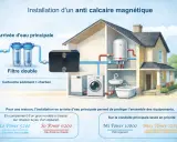 Installation d'un système anti calcaire magnétique pour prévenir la formation du calcaire dans une maison, avec filtre double et appareil Max Power.