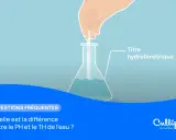 Analyse de la dureté de l'eau par ville : un test hydrotimétrique est effectué dans un erlenmeyer.