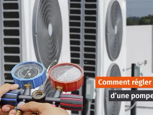 Main d'un technicien ajustant la pression d'une pompe à chaleur air-air avec un manomètre.