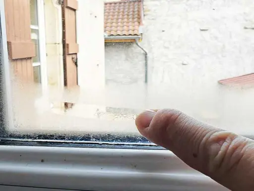 Gouttelettes de condensation sur une fenêtre, signe d'une maison humide que faire pour y remédier.