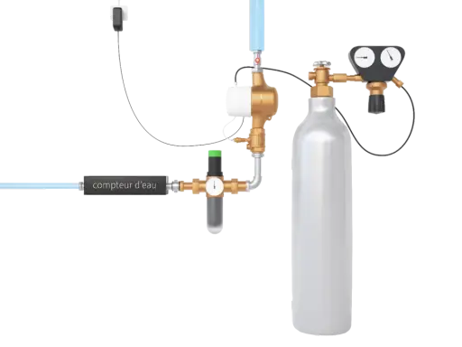 Système de traitement d'eau avec compteur, pompe et bouteille de gaz. Mon adoucisseur ne consomme plus de sel, c'est une révolution !