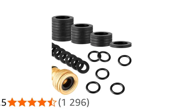Ensemble de rondelles noires et d'un adaptateur de tuyau en laiton, idéal pour assurer une parfaite portée de joint.